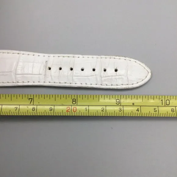 Guess Watch Women Silver Tone 37mm Square Pave White Leather Band New Battery - Picture 12 of 13